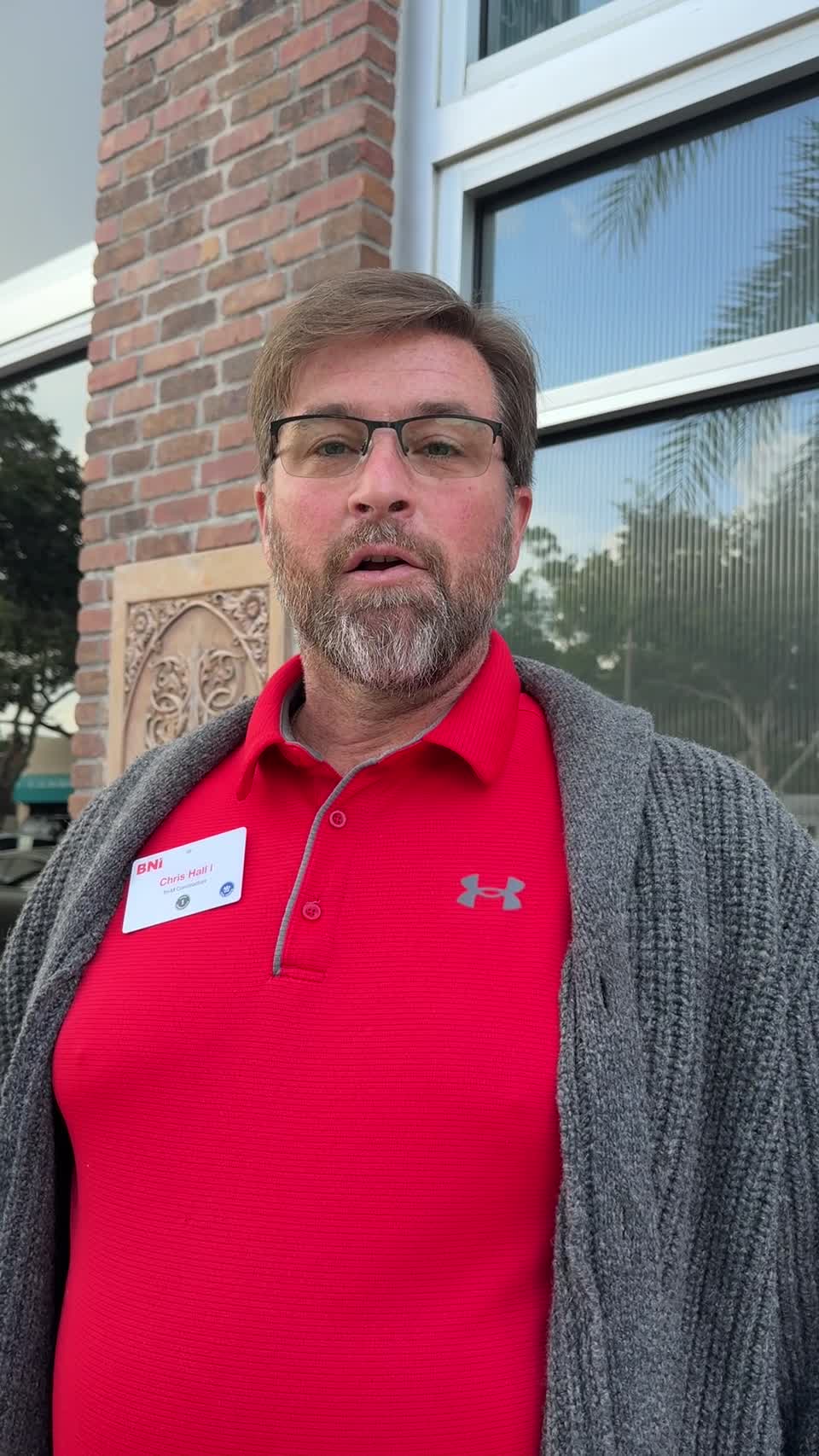 Still image out of testimonial from Chris Hall