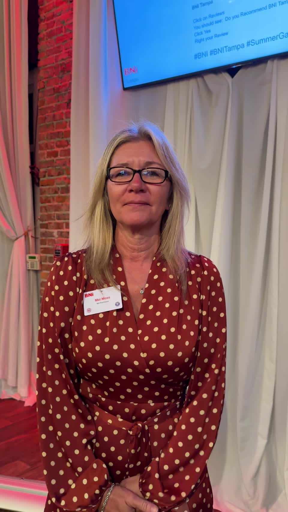 Still image out of testimonial from Mel Moss